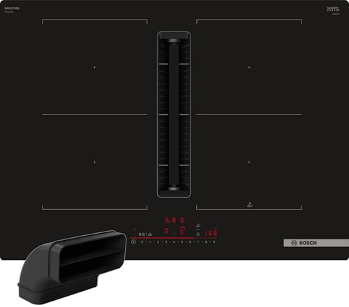 Bosch PVQ711HGA7 Serie 6 Smart Piano cottura a induzione con cappa (autosufficiente), 70 cm di larghezza, con canale piatto L, Made in Germany, CombiZone, ventilazione automatica, PowerBoost,