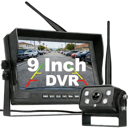 Fuluku 9''HD Monitor Rückfahrkamera Set wasserdicht Nachtsicht | Telecamera targa HD grandangolare impermeabile con visione notturna per auto, autocarri, pickup, SUV, furgoni, camper 12-24V