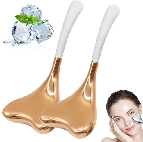 WYFCR 2PCS Ice Globes Gesichtshaut Pflege Werkzeuge, Gesicht Augen, Cryo Sticks für Hautpflege, Edelstahl Gesicht Schönheit, kühlende Massage Spa Globes mit Aufbewahrungsbox(Roségold)
