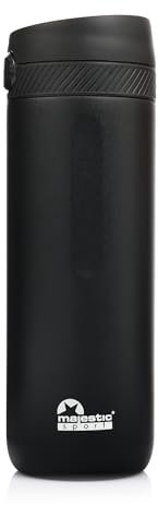 Majestic Sport Taza térmica Nord de 600 ml, taza de café para llevar, 100% a prueba de fugas, mantiene el calor al menos 6 horas, sin bisfenol A – Delgado vaso de café para llevar, color negro.