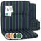Beo Bali Gartenstuhl-Auflagen Niedriglehner 96x47 cm, 6er Set blau dunkelgrün gestreift | Waschbare, UV-beständige Sitz-Kissen | Atmungsaktive Polster-Auflagen nach Öko-Tex Standard | Made in EU