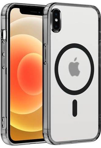 Coiwxmoi Cover Magnetica per Apple iPhone X/XS 5.8,Compatibile con Magsafe,Sottile Traslucido Satinato Morbido Silicone TPU + Hard PC Custodia Antiurto Anti-Graffio Protettiva Cover,Nero