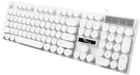 iplusmile USB-beleuchtete Computertastatur Mit Rundtasten Praktische Tastatur Für Pc Und Laptop Weiß