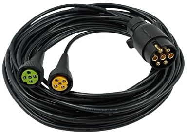 Generisch Câble de remorque, 7 broches, 3,5 m, avec connexion à baïonnette, jeu de câbles, pré-câblé, pour remorque, camion, voiture, noir