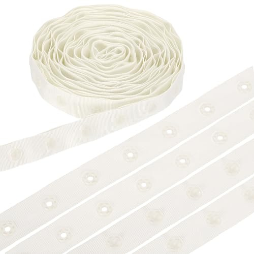 sourcing map 8 Yard Snap Button Tape, Polyester Plastic Snap Button Trim, Sewing Press Stud Ribbon Replacement for DIY Craft Clothes Fabric Sewing, Beige