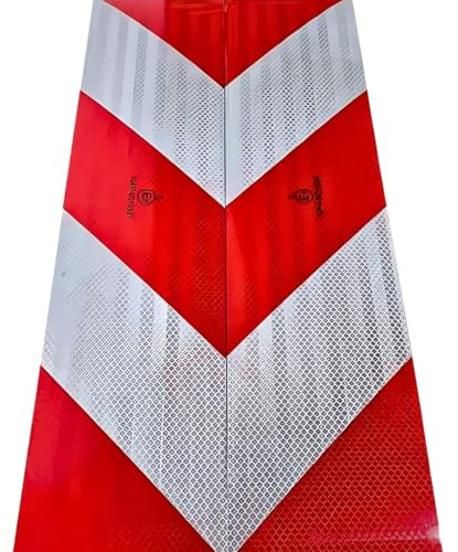 SOLNIT DIN30710 Kfz warnmarkierung baustellenfahrzeuge StVO heckmarkierung ECE Folie selbstklebend reflektierend Anhänger LKW Reflexfolie Reflexband (Weiss/rot, 4X 141mm X 565mm)