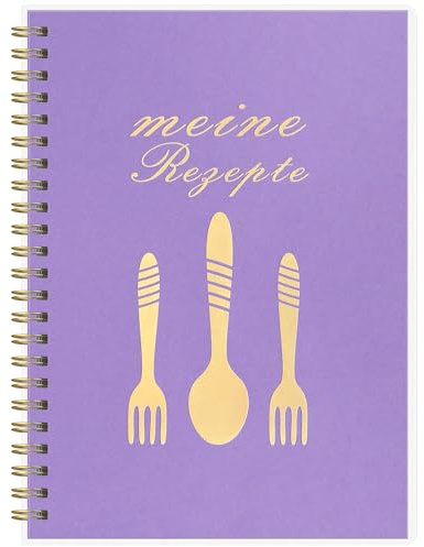 ZXHQ Rezeptbuch zum Selberschreiben A5, Deutsch, 126 Seiten, 2-Seiten-Layout pro Rezept – mit Inhaltsverzeichnis & Schutzcover, DIY Koch- & Backbuch - Lavendel