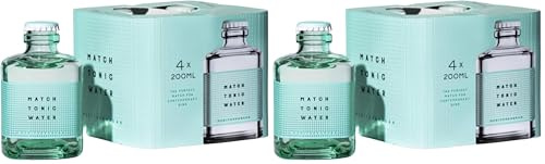 Match Tonic Mediterranean, Acqua Tonica per Gin e Vodka, 4 Bottiglie da 200ml, Note di Salvia, Rosmarino, Basilico e Pompelmo Rosa, Basso Contenuto di Zucchero, Materiale 100% Riciclato