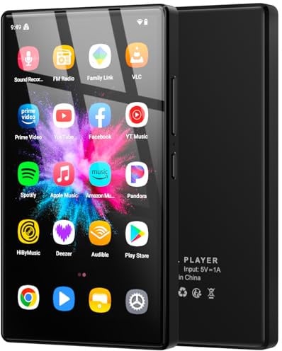 Lecteur MP3 96 Go avec Bluetooth et WiFi, Lecteur MP3 5 avec système d'exploitation Android 13, Lecteur MP4 HD 1080P, Lecteur de Musique préchargé avec Spotify, Audible et Play Store