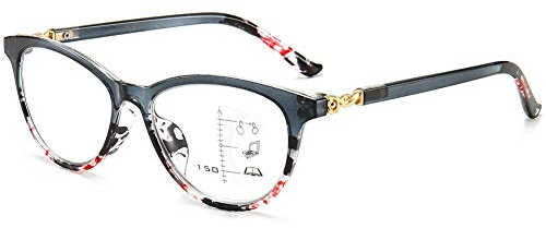 KOOSUFA Damen Gleitsichtbrille Progressive Multifokus Lesebrille Cateye | Intelligente Gleitsicht, Anti-Blaulicht, Katzenaugen, Kunststoff, Hornbrille Lesehilfe, 1,0 1,5 2,0 2,5 3,0 3,5
