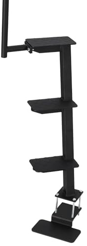 Garvee Bootstrailer Treppe Aus Metall, 3 Stufen Bootstreppe Mit Handlauf, Robuste Trailer Einstiegshilfe Mit Bodenstufe, Schwarz, Für Boot & Anhänger
