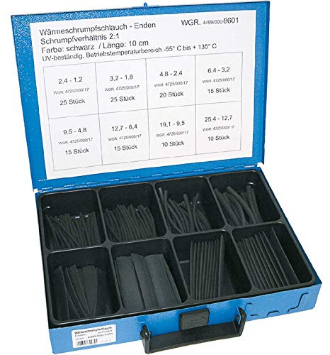 Dresselhaus 0/4499/000 06 Sortimente Wärmeschrumpfschlauch-Enden 10 cm, Farbe: schwarz, 8601, 1 Stück