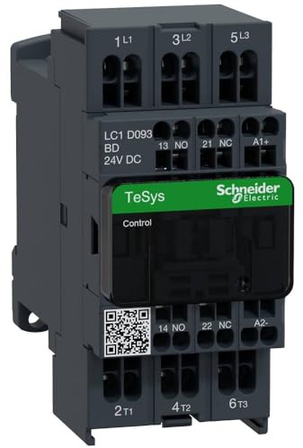 Schneider Electric TeSys Deca contactor,3P(3NO),AC-3/AC-3e,=440V 9A,24V DC coil,spring,LC1D093BD