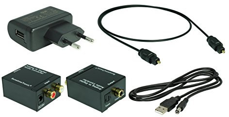 SunshineTronic Analog zu Digital Audio Konverter (Wandler) MK3 mit USB Netzteil + Toslink Kabel