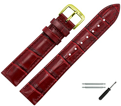 MARBURGER Uhrenarmband 14mm Damen Leder Alligator Prägung - Werkzeug Montage Set 14314
