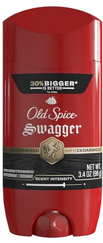 Old Spice Antiperspirant Deodorant for Men, 24/7 Sweat & Odor Protection, 24/7 Lasting Freshness, Invisible Solid, Swagger with Cedarwood Scent, 3.4 oz