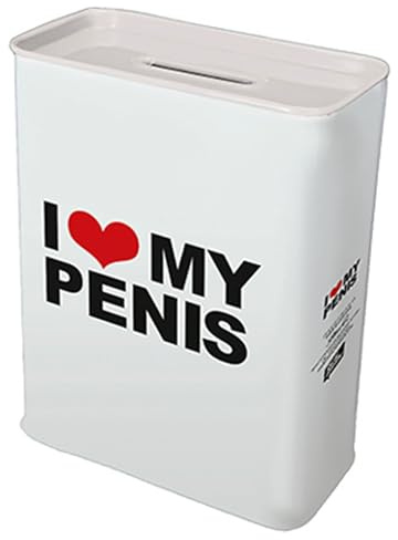Klang und Kleid MTILMP Spardose - I Love My Penis, Metall, weiß, 9.0 x 4.5 x 11.5 cm