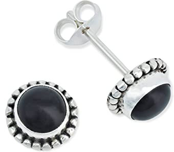 Ohrstecker 925 Silber Onyx schwarzer Stein Edelstein Ohrringe echt Silber Damen Sterling Silber Stecker Geschenk(MOS-025-03)