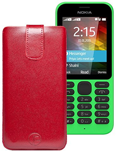Original Favory Etui Tasche für Nokia 216 | 216 Dual SIM Leder Etui Handytasche Ledertasche Schutzhülle Case Hülle Lasche mit Rückzugfunktion* in Rot