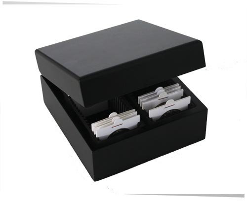 SAFE 748 Boîte en Bois élégante pour 50 Cadres pièces 50×50 mm – Fermeture magnétique – Noir – Boîte de Rangement compacte