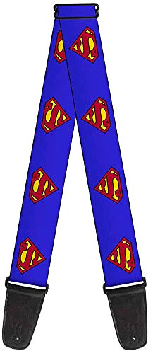 DC Comics Guitar Strap, Superman Shield Blue, 2 Inches Wide