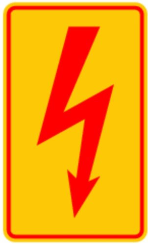 LEMAX® Aufkleber Hinweisschild, Blitzpfeil VDE 0105 C, roter Rand Folie selbstklebend 120x200mm