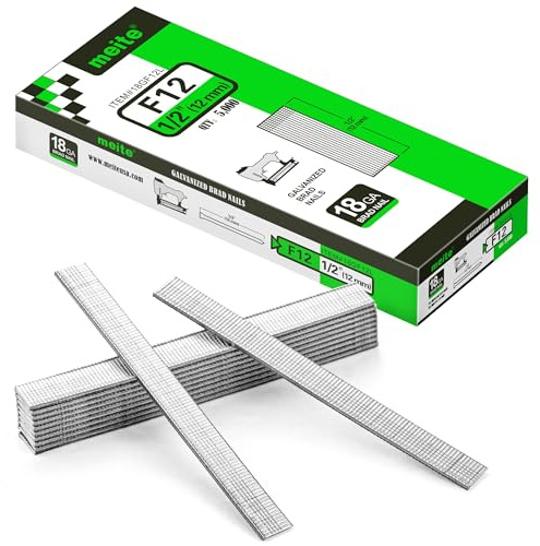 meite 18 Gauge Brad Nails, 12 mm 18G Brad Nails for Nail Gun, Galvanised Small Finishing Nails for Joinery, Trim Work (5,000 Counts)