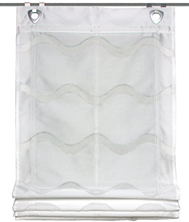Home fashion 091/535-1007 130X0080 Raffrollo Dekostoff Scherli, Stoff, wollweiß, 130 x 80 cm