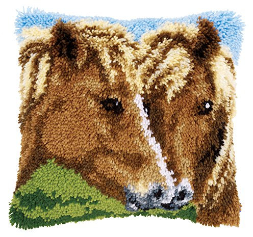 Vervaco Knüpfkissen Knüpfpackung zum Selbstknüpfen eines Kissens, Stramin, weiß, 40 x 40 x 0,3 cm