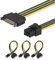 J&D SATA 15 pines a 6 pines PCI Express (PCIe) tarjeta de gráfica vídeo adaptador de cable de alimentación – 20cm, 3 Paquete