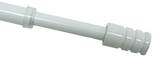 GARDINIA Vitragestange Zylinder, Ausziehbar, Metall-Stange inkl. 2 Schraubhaken, Scheibenstange, Ø 10 mm, Länge 40-65 cm, Weiß