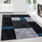 Teppium Moderner Kurzflor Teppich Läufer Flur 80 x 150 cm Türkis - Konturenschnitt Teppich Waschbar, Kariert Design, Pflegeleicht und Weich - Ideal als Bettvorleger im Schlafzimmer und Küchenläufer