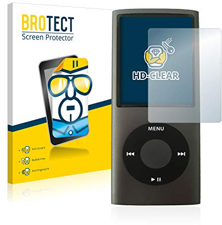 BROTECT Schutzfolie für Apple iPod nano | (4. Gen.) 2 Stück Transparenter Displayschutz Made in Germany Klare Displayschutz-Folie Clear Einfache Montage Case-Friendly