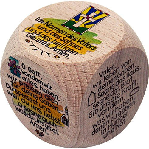 GICO Gebetswürfel Tischgebete farbig - für Kinder und Erwachsene aus Holz- Taufe Kommunion - 5984