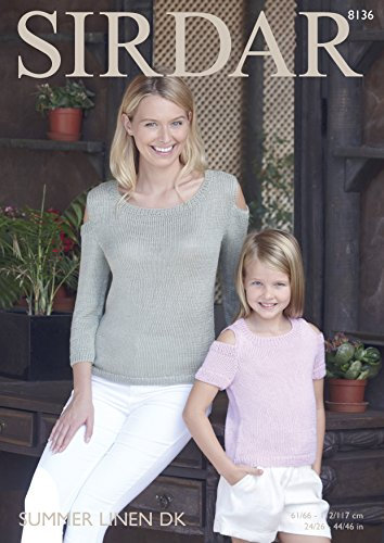 Sirdar Summer Linen DK Knitting Pattern - 8136 Summer Top & Sweater