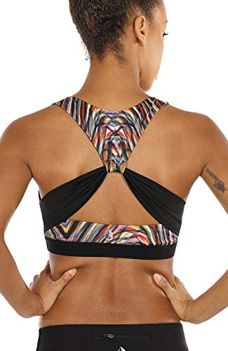 icyzone Damen Sport-BH Ohne Bügel Fitness Bustier Gym Yoga BH mit Abnehmbare Gepolstert
