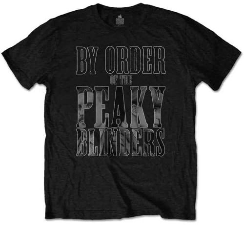 Peaky Blinders Herren Men's Tee: by Order Infill T-Shirt, Schwarz (Black Black), X-Large