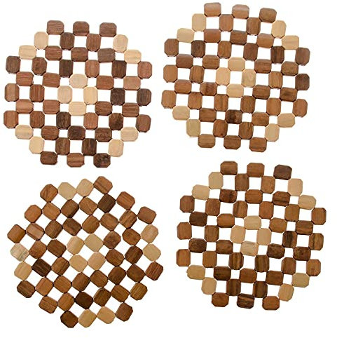 SIDCO Topfuntersetzer Bambus 4 x Pfannenuntersetzer Tischunterlage Holz Tischschoner