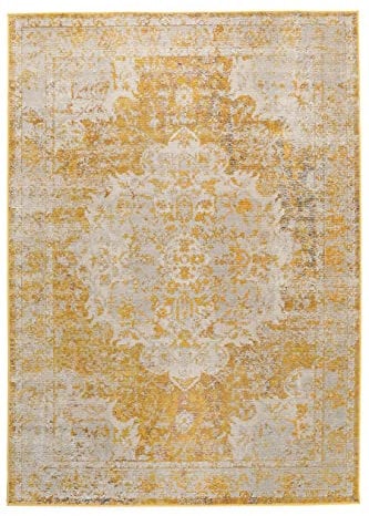 RugVista, Nadia, Teppich, Kurzflor Teppich, 160 x 230 cm, Rechteckiger, Modern, Oeko-Tex Standard 100, Polypropylene, Flur, Schlafzimmer, Küche, Wohnzimmer, Gelb, Mehrfarbig