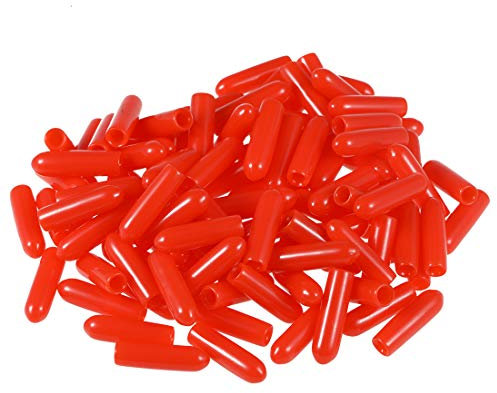 sourcing map 100pcs Rubber End Caps 2.5mm ID Vinyl Round Tube Bolt Cap Cover Thread Protectors Red
