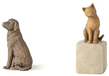Willow Tree Love My Dog Dark Figurine & Love My Cat Light Figurine