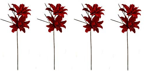 DARO DEKO Kunstblume 100cm Magnolie rund in rot 4 Stück