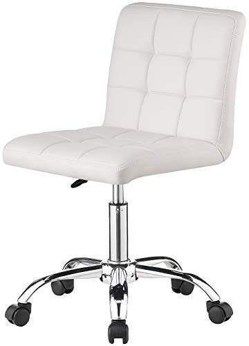 Charles Jacobs Swivel Office Chair/Stool With Adjustable Height and Ultra Padded Design for Comfort (White)