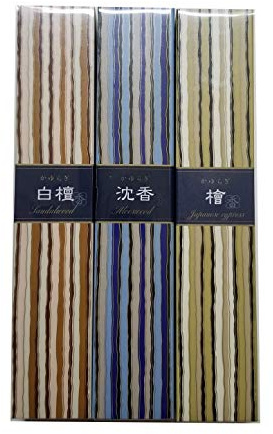 nippon kodo Kayuragi Incense Set of 3 Scents (Sandalwood, Aloeswood and Japanese Cypress) 40 Sticks in Each Scent