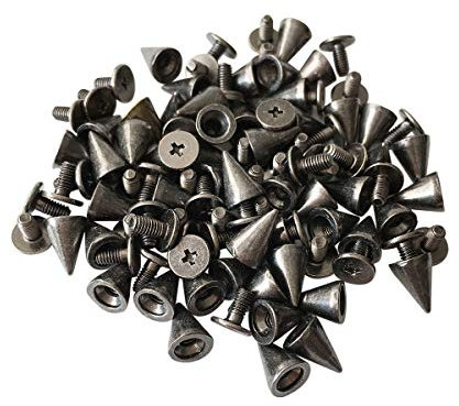 100 Sets Punk-Nieten, Kegel, Schraubverschluss, Metallspikes und Nieten für Leder, Handschuhe, Taschen, Kleidung, Schuhe, Gürtel, DIY (Gun Black)