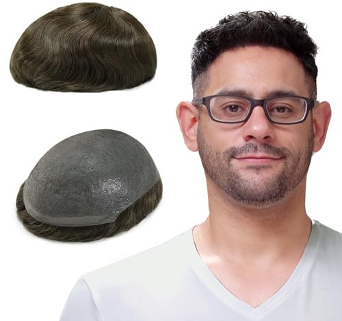 Lordhair Perücke Männer,Realität Toupet,0,06 mm Alle V-Looped Dünnes,Haarfreestyle,Natürlich eng anliegend, Elegant und Schön