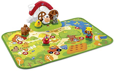 Chicco Zweisprachige Matte Bauernhof Tiere, Zweisprachig Spanisch/Englisch, Interaktives Kinderspiel Teppich zum Lernen Formen und Tiere, Spielzeug Kinder 1 Jahr, 4 Jahre