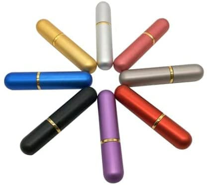 Imirootree 8 Stück Aluminium-Inhalator-Röhren, leer, persönlich, nachfüllbar, tragbar, ätherisches Öl, Nasen-Inhalatoren mit 8 Baumwolldochten, Mehrfarbig