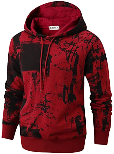 KLIEGOU Herren-Kapuzenpullover mit Batikfärbung