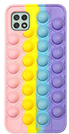 SDTEK Hülle Kompatibel mit Samsung Galaxy A22 5G, Bubble Fidget Pop Weiche Handyhülle Silikon Schutzhülle (Regenbogen)